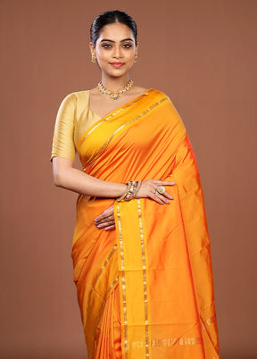 Yellow Kanjivaram Silk Saree With Blouse Piece