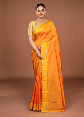 Yellow Kanjivaram Silk Saree With Blouse Piece