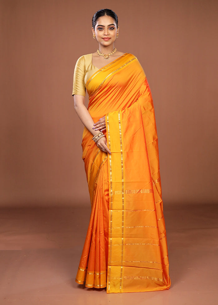 Yellow Kanjivaram Silk Saree With Blouse Piece
