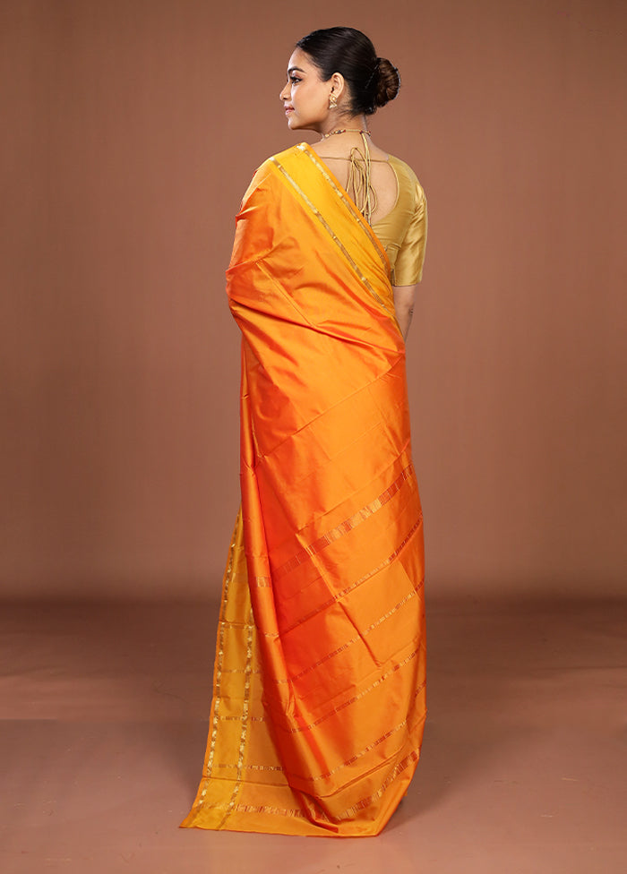 Yellow Kanjivaram Silk Saree With Blouse Piece