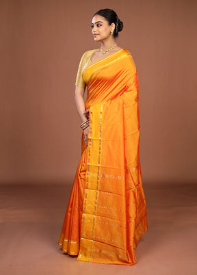 Yellow Kanjivaram Silk Saree With Blouse Piece