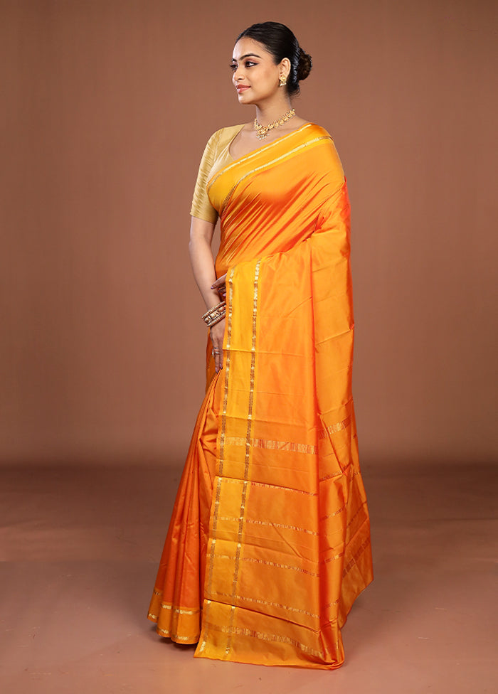 Yellow Kanjivaram Silk Saree With Blouse Piece