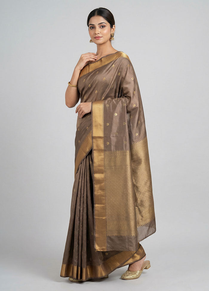 Cream Kanjivaram Silk Saree With Blouse Piece
