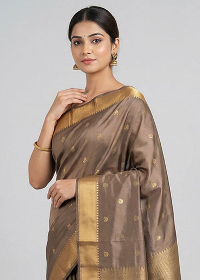 Cream Kanjivaram Silk Saree With Blouse Piece