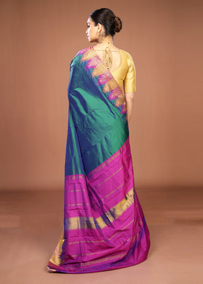 Green Kanjivaram Silk Saree With Blouse Piece