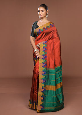 Brown Kanjivaram Silk Saree With Blouse Piece