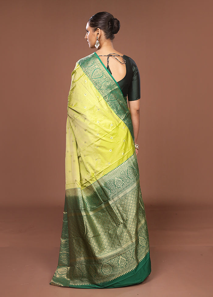 Green Kanjivaram Silk Saree With Blouse Piece
