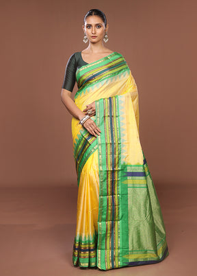 Yellow Kanjivaram Silk Saree With Blouse Piece