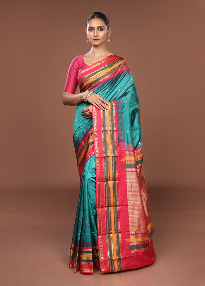 Green Kanjivaram Silk Saree With Blouse Piece