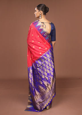 Red Handloom Kanjivaram Pure Silk Saree With Blouse Piece