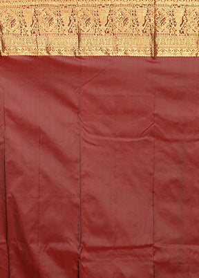Grey Handloom Kanjivaram Pure Silk Saree With Blouse Piece