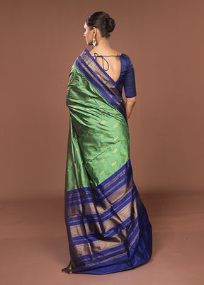 Green Kanjivaram Silk Saree With Blouse Piece