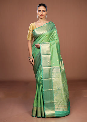 Green Kanjivaram Silk Saree With Blouse Piece