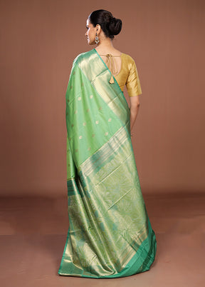 Green Kanjivaram Silk Saree With Blouse Piece