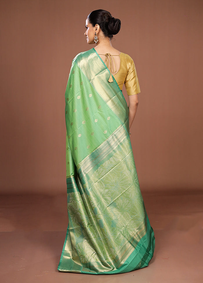 Green Kanjivaram Silk Saree With Blouse Piece