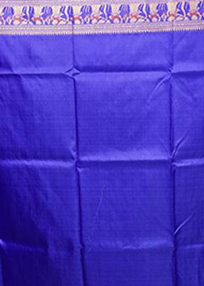 Blue Handloom Baluchari Pure Silk Saree With Blouse Piece
