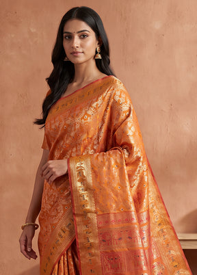 Yellow Handloom Baluchari Pure Silk Saree With Blouse Piece