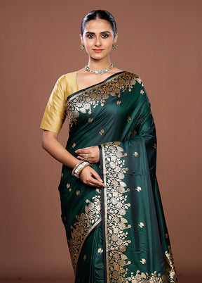 Green Banarasi Silk Saree With Blouse Piece