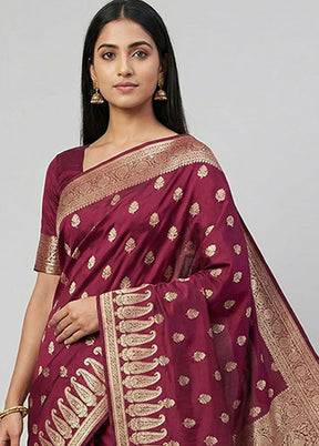 Purple Banarasi Silk Saree With Blouse Piece