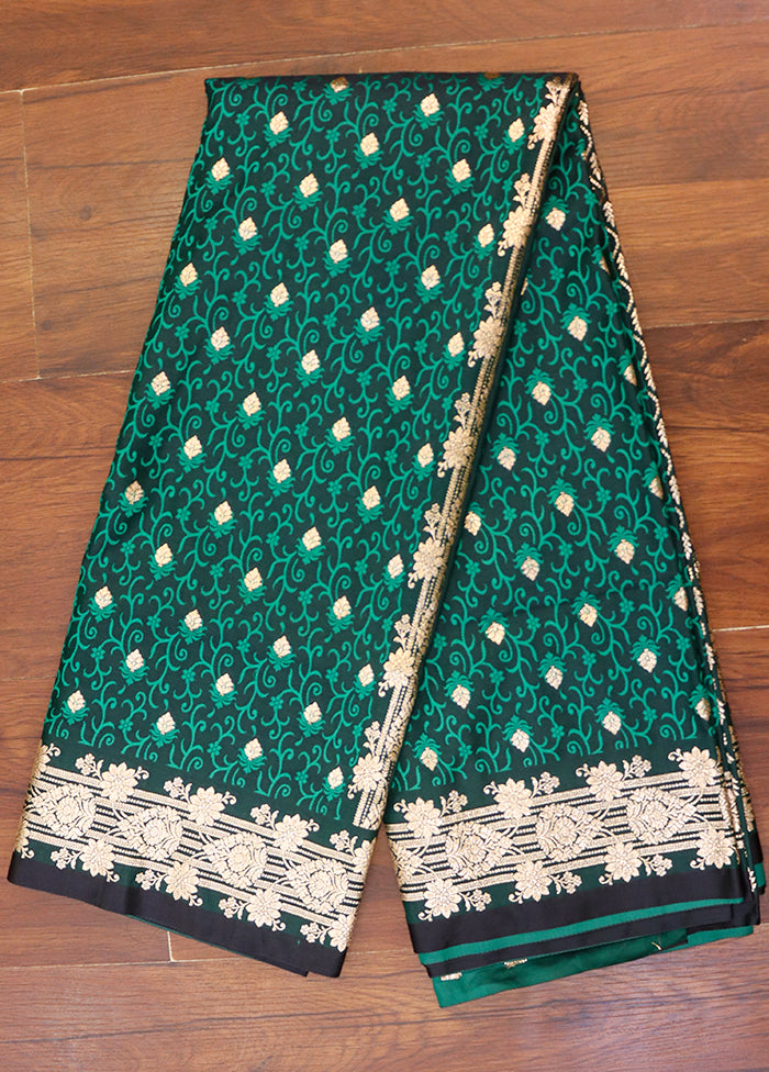 Green Tanchoi Silk Saree With Blouse Piece