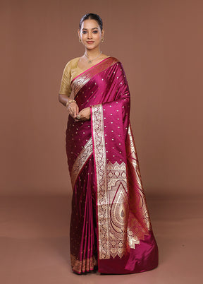 Purple Banarasi Silk Saree With Blouse Piece