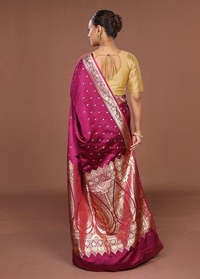 Purple Banarasi Silk Saree With Blouse Piece