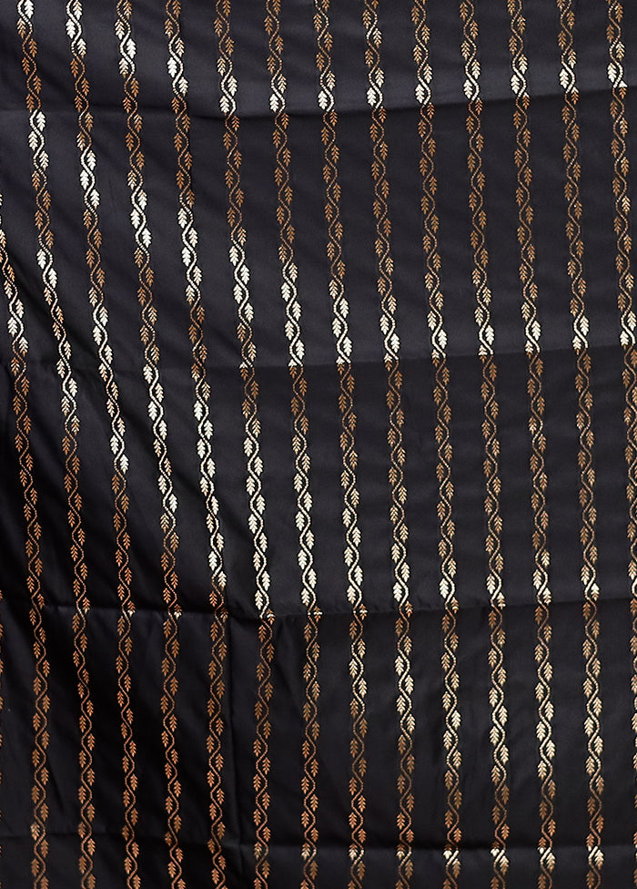 Black Banarasi Silk Saree With Blouse Piece