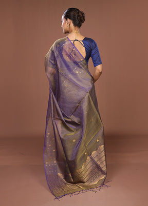 Blue Handloom Matka Pure Silk Saree With Blouse Piece