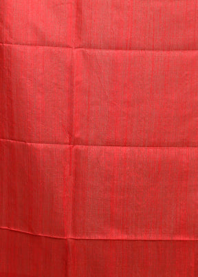 Red Handloom Matka Pure Silk Saree With Blouse Piece