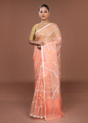 Pink Handloom Matka Pure Silk Saree With Blouse Piece