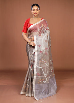 Cream Handloom Matka Pure Silk Saree With Blouse Piece