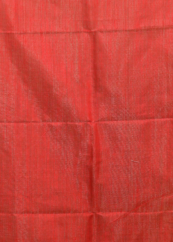 Red Handloom Matka Pure Silk Saree With Blouse Piece