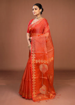Red Handloom Matka Pure Silk Saree With Blouse Piece