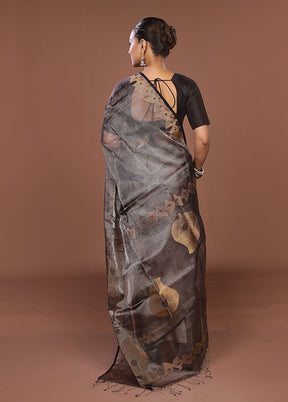 Black Handloom Matka Pure Silk Saree With Blouse Piece