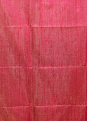 Pink Handloom Matka Pure Silk Saree With Blouse Piece