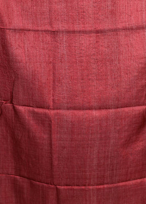 Purple Handloom Tussar Pure Silk Saree With Blouse Piece
