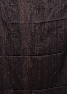 Black Handloom Tussar Pure Silk Saree With Blouse Piece