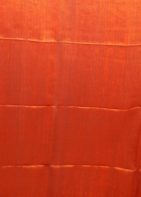 Rust Handloom Matka Pure Silk Saree With Blouse Piece