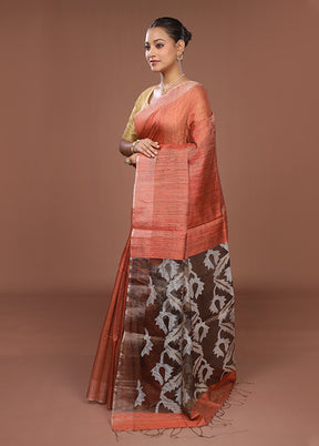 Pink Handloom Matka Pure Silk Saree With Blouse Piece