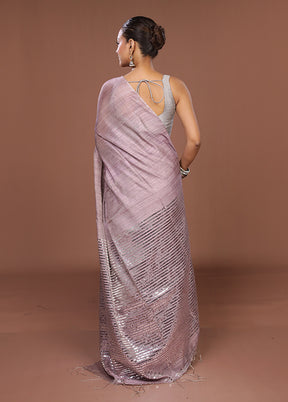 Purple Handloom Matka Pure Silk Saree With Blouse Piece