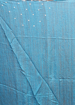 Blue Handloom Matka Pure Silk Saree With Blouse Piece