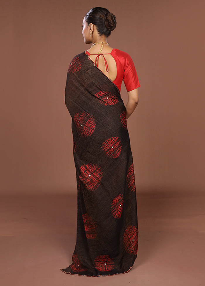 Brown Handloom Matka Pure Silk Saree With Blouse Piece