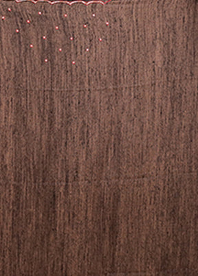Brown Handloom Matka Pure Silk Saree With Blouse Piece