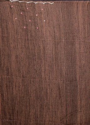 Brown Handloom Matka Pure Silk Saree With Blouse Piece