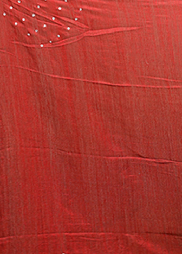 Red Handloom Matka Pure Silk Saree With Blouse Piece