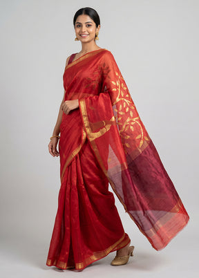 Purple Handloom Matka Pure Silk Saree With Blouse Piece