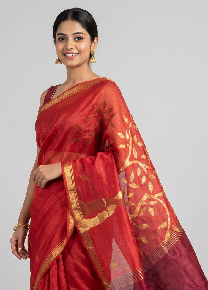 Purple Handloom Matka Pure Silk Saree With Blouse Piece