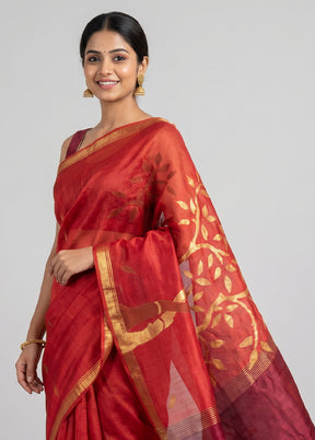 Purple Handloom Matka Pure Silk Saree With Blouse Piece