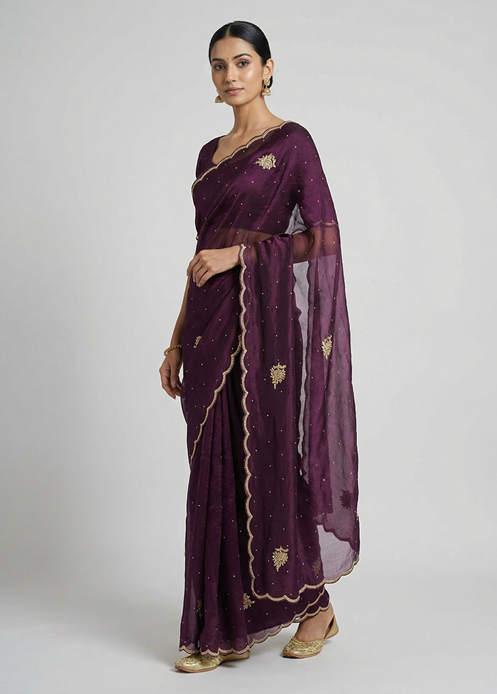 Purple Tissue Silk Saree With Blouse Piece