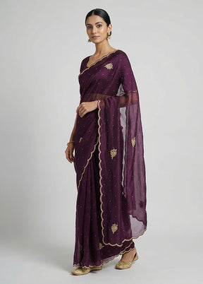 Purple Tissue Silk Saree With Blouse Piece